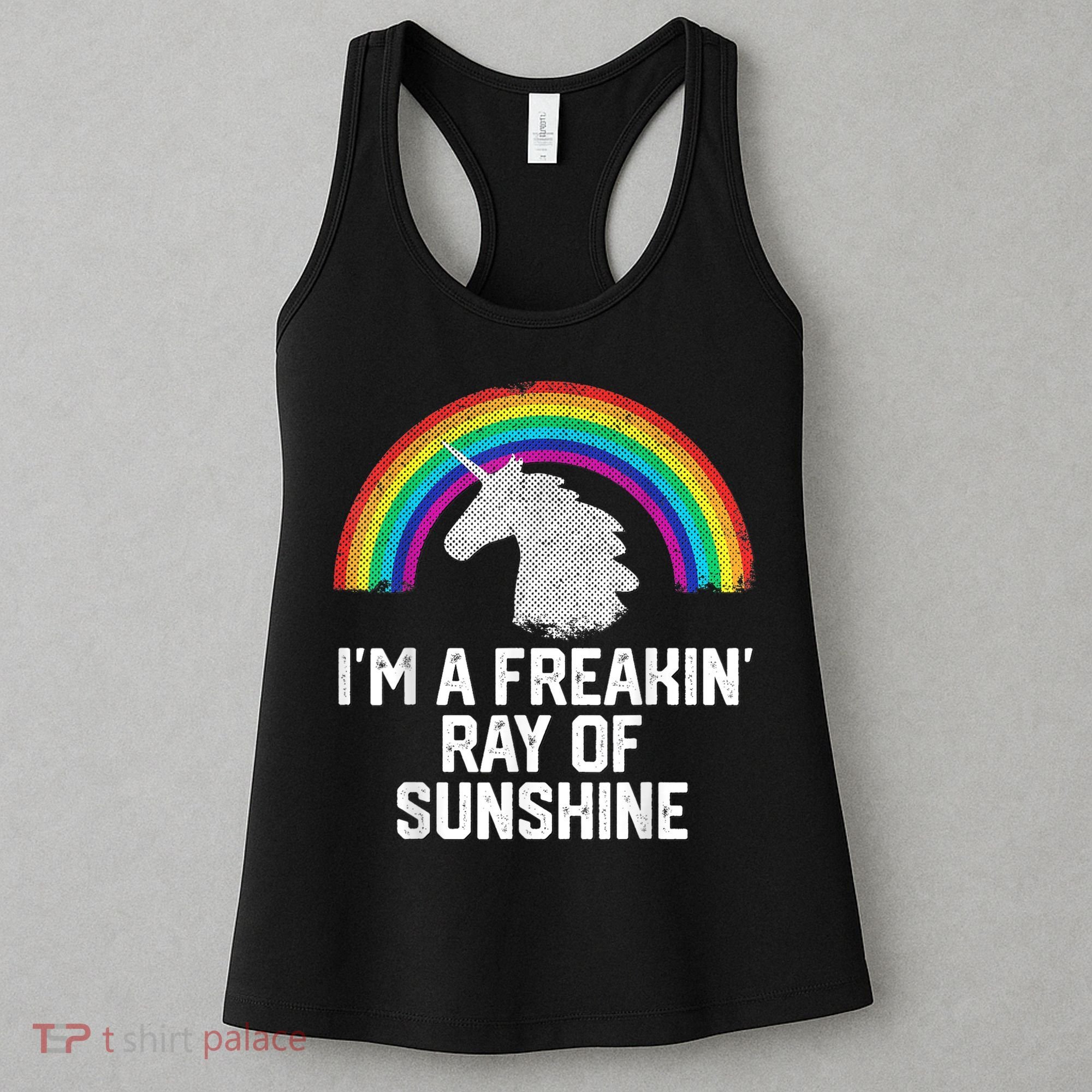Im A Freakin Ray Of Sunshine RAINBOW UNICORN Girls Women's Tank Top
