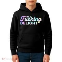 Im A Fucking Delight Funny Sarcasm Im A Delight Tie Dye Kids Hoodie thumb 4