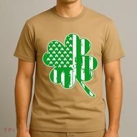 Irish American Flag Vintage Shamrock St Patricks Day T-Shirt thumb 3