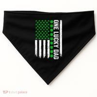 Irish American Flag One Lucky Dad Shamrock St PatrickS Day USA-Made Doggie Bandana thumb 0