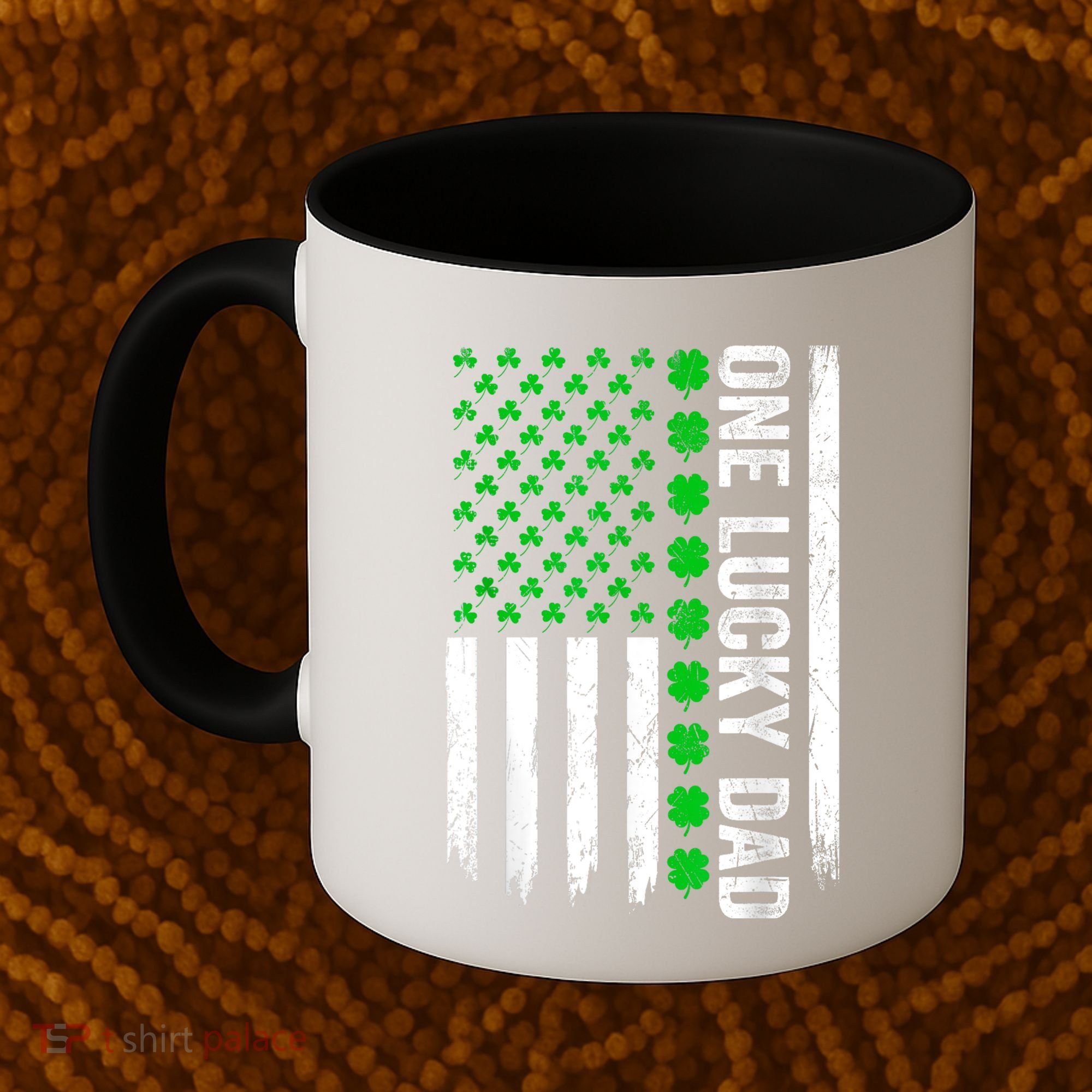 Irish American Flag One Lucky Dad Shamrock St PatrickS Day Coffee Mug
