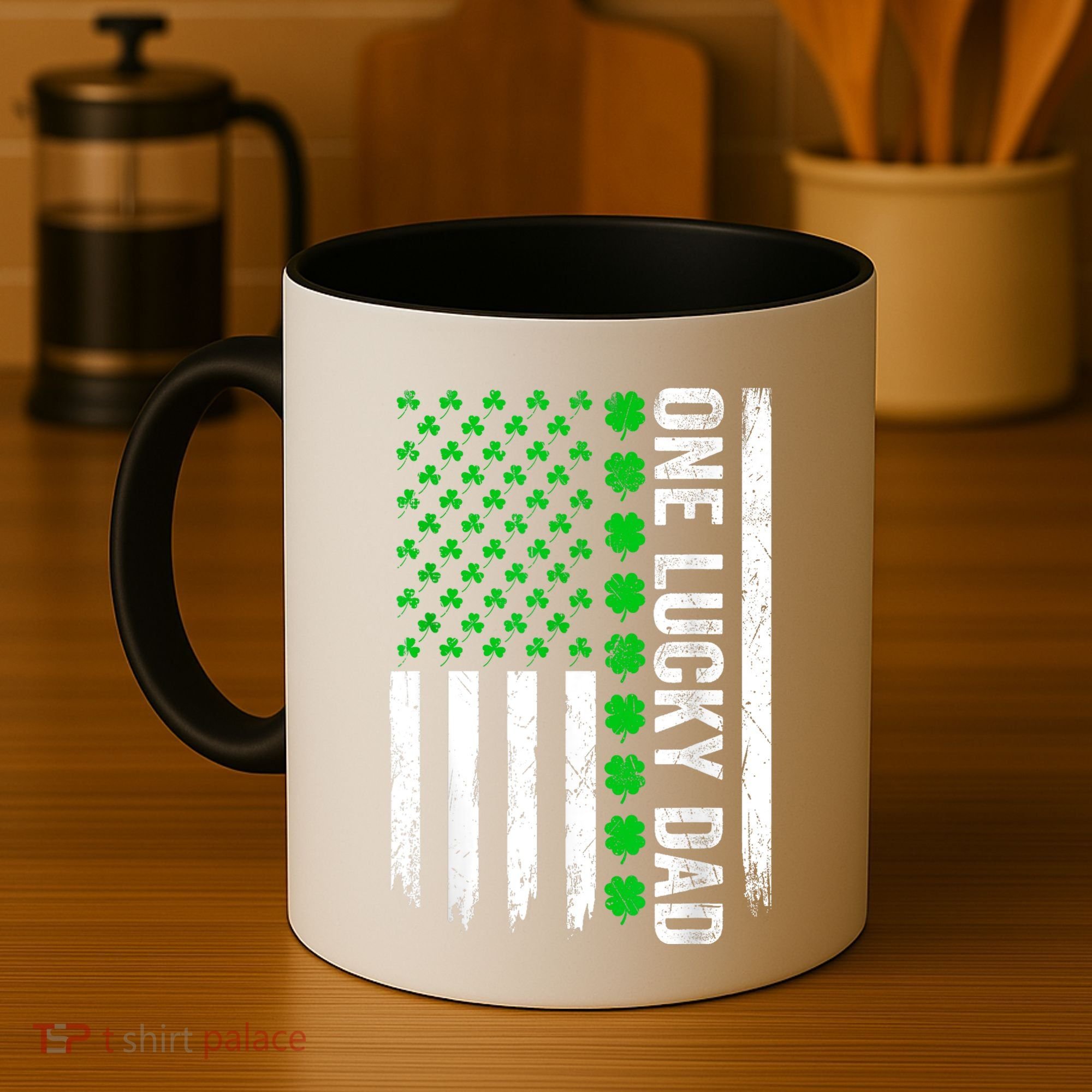 Irish American Flag One Lucky Dad Shamrock St PatrickS Day Coffee Mug