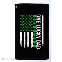 Irish American Flag One Lucky Dad Shamrock St PatrickS Day Golf Towel thumb 0