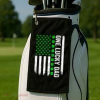 Irish American Flag One Lucky Dad Shamrock St PatrickS Day Golf Towel thumb 2