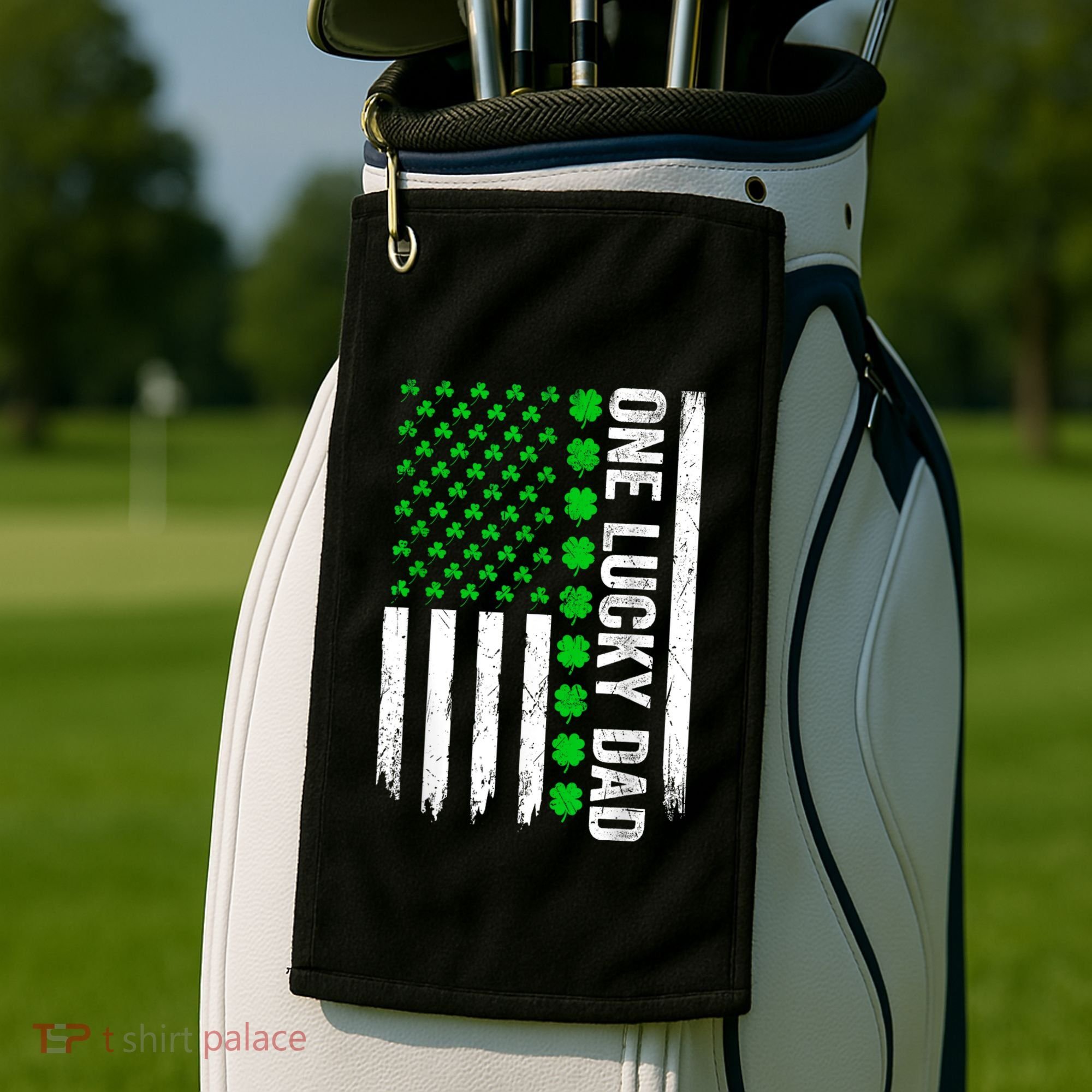 Irish American Flag One Lucky Dad Shamrock St PatrickS Day Golf Towel
