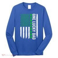 Irish American Flag One Lucky Dad Shamrock St PatrickS Day Long Sleeve Shirt thumb 0