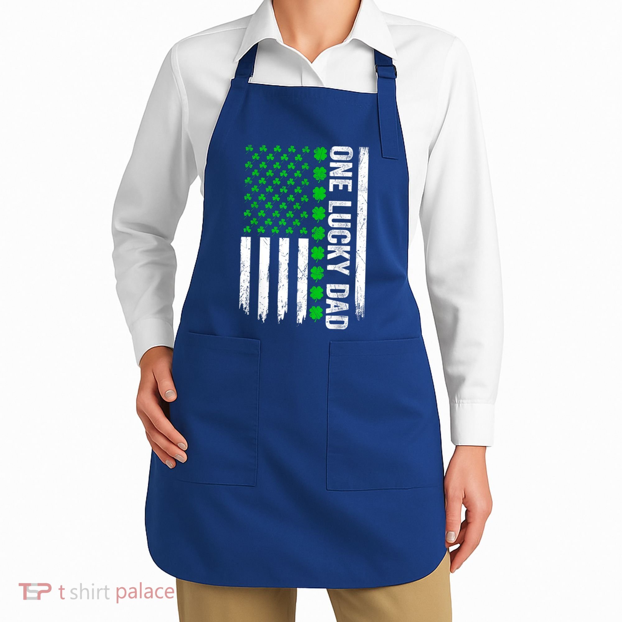 Irish American Flag One Lucky Dad Shamrock St PatrickS Day Apron