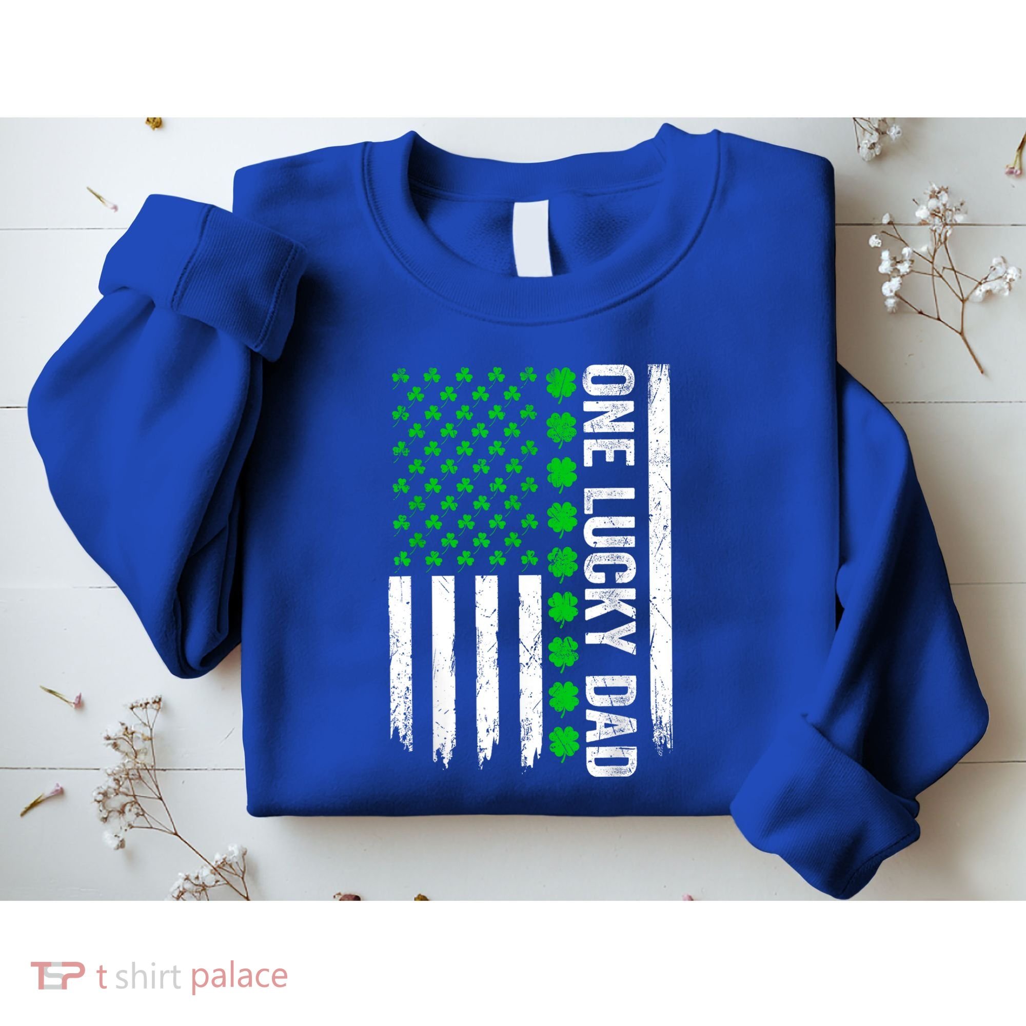 Irish American Flag One Lucky Dad Shamrock St PatrickS Day Sweatshirt