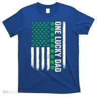 Irish American Flag One Lucky Dad Shamrock St PatrickS Day T-Shirt thumb 0