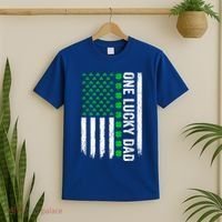 Irish American Flag One Lucky Dad Shamrock St PatrickS Day T-Shirt thumb 2