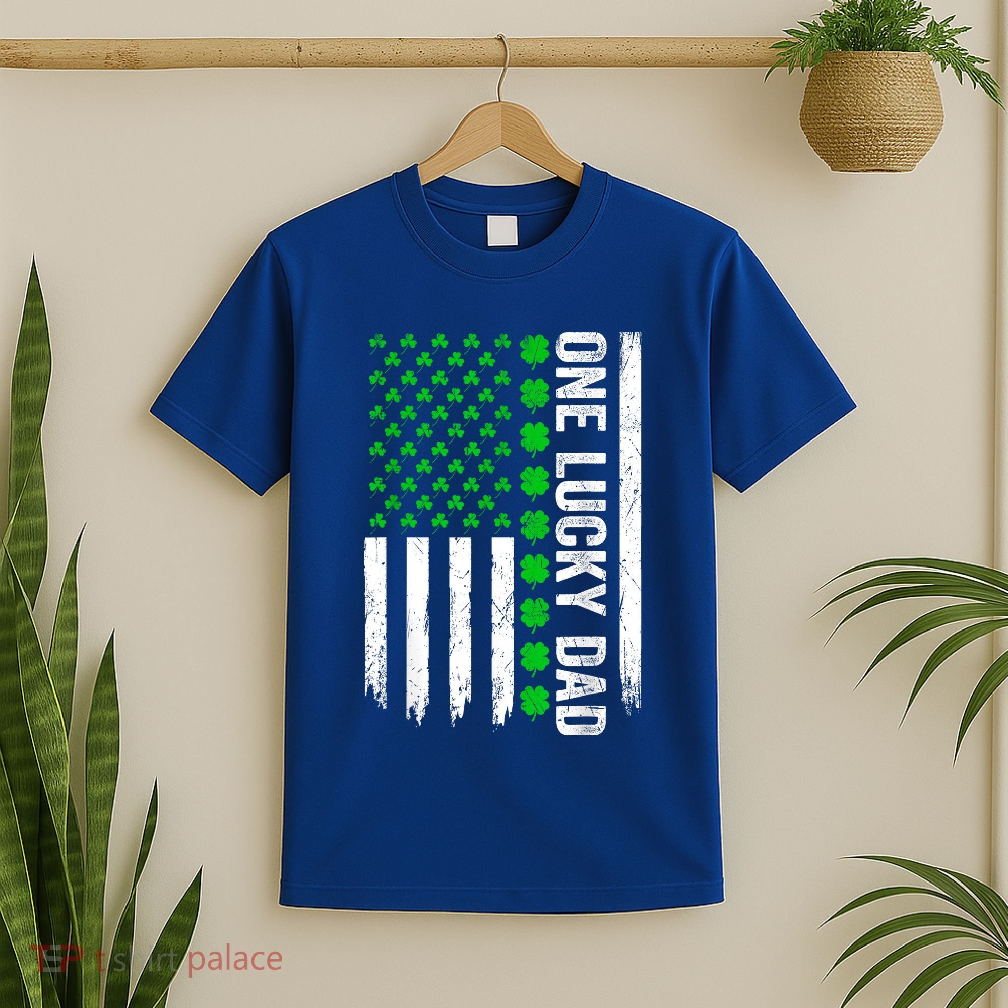 Irish American Flag One Lucky Dad Shamrock St PatrickS Day T-Shirt