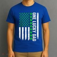 Irish American Flag One Lucky Dad Shamrock St PatrickS Day T-Shirt thumb 3