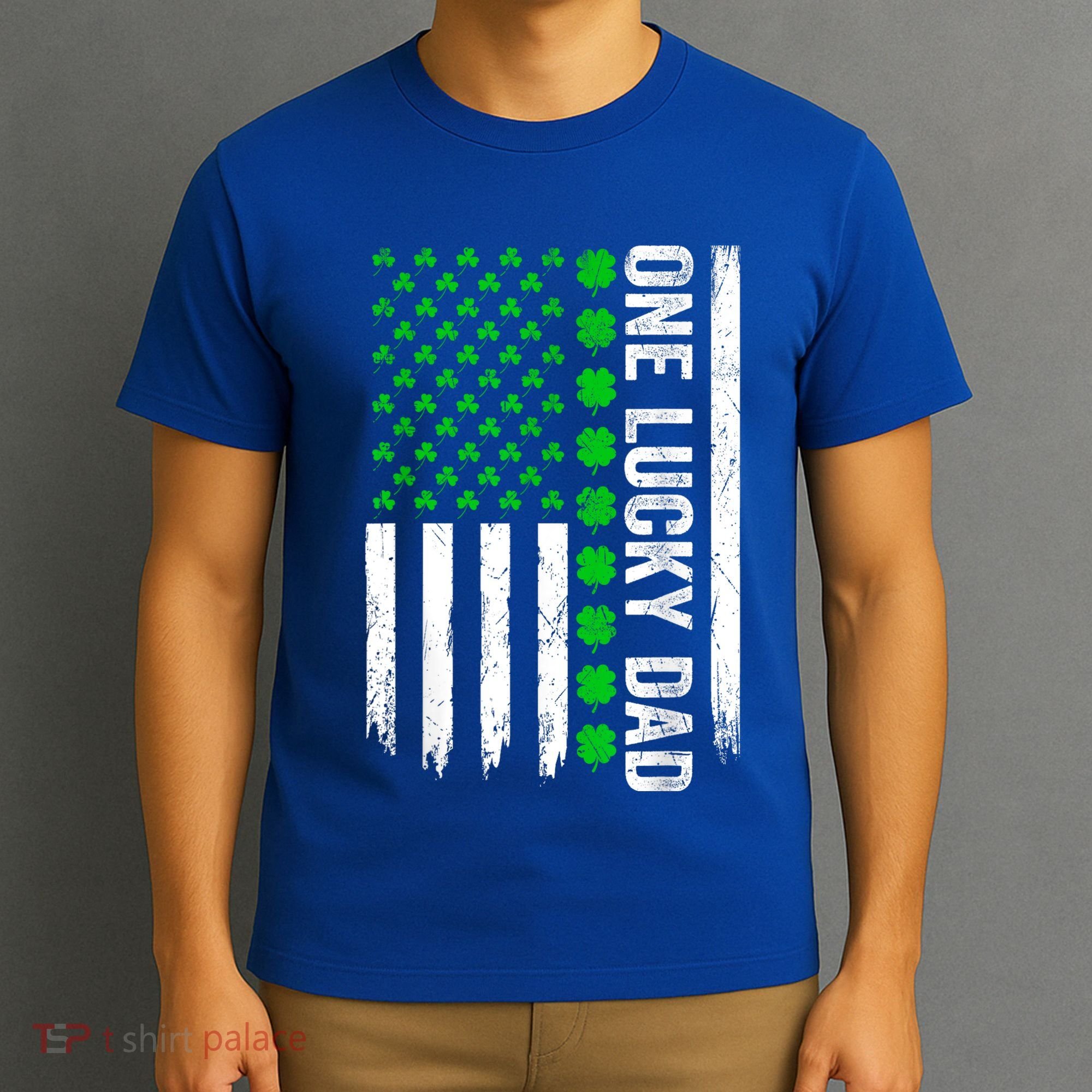 Irish American Flag One Lucky Dad Shamrock St PatrickS Day T-Shirt
