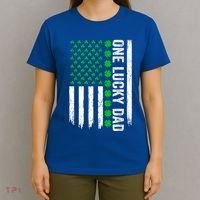 Irish American Flag One Lucky Dad Shamrock St PatrickS Day T-Shirt thumb 4