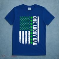 Irish American Flag One Lucky Dad Shamrock St PatrickS Day T-Shirt thumb 5