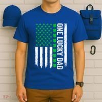 Irish American Flag One Lucky Dad Shamrock St PatrickS Day T-Shirt thumb 6