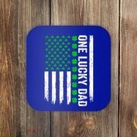 Irish American Flag One Lucky Dad Shamrock St PatrickS Day Coaster thumb 0