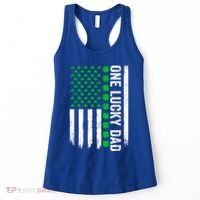 Irish American Flag One Lucky Dad Shamrock St PatrickS Day Women's Tank Top thumb 0