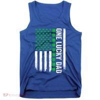 Irish American Flag One Lucky Dad Shamrock St PatrickS Day Tank Top thumb 0