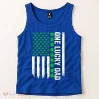 Irish American Flag One Lucky Dad Shamrock St PatrickS Day Tank Top thumb 2
