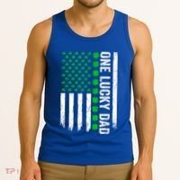 Irish American Flag One Lucky Dad Shamrock St PatrickS Day Tank Top thumb 3