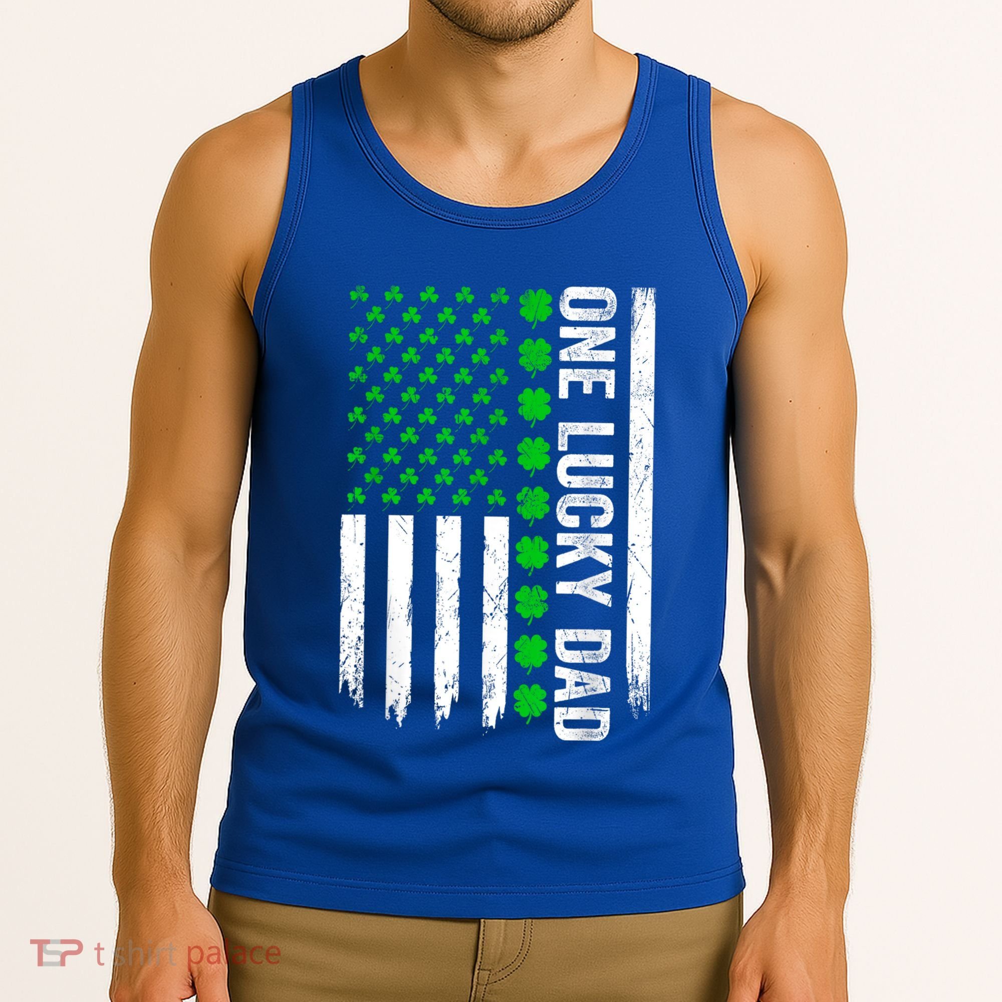 Irish American Flag One Lucky Dad Shamrock St PatrickS Day Tank Top