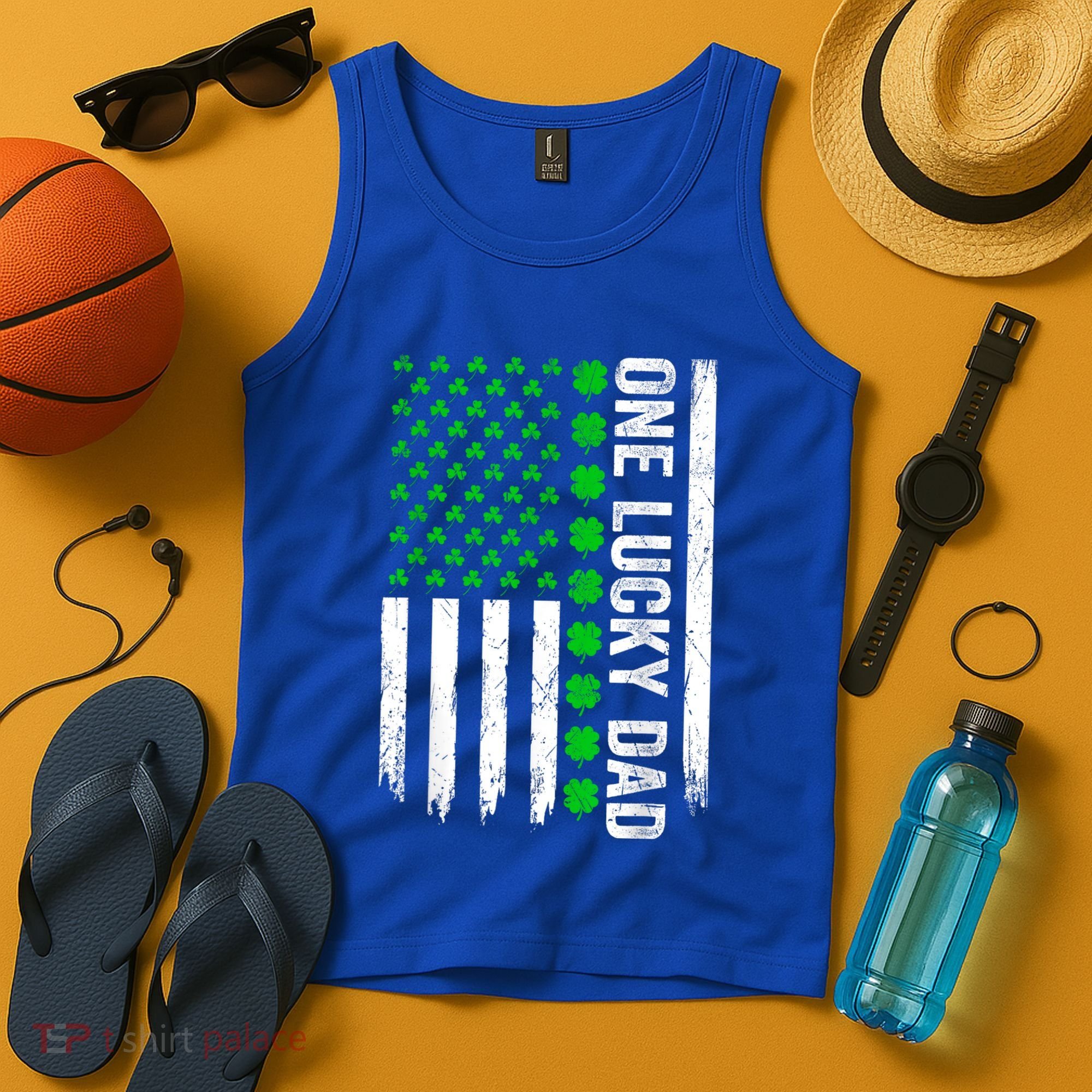 Irish American Flag One Lucky Dad Shamrock St PatrickS Day Tank Top