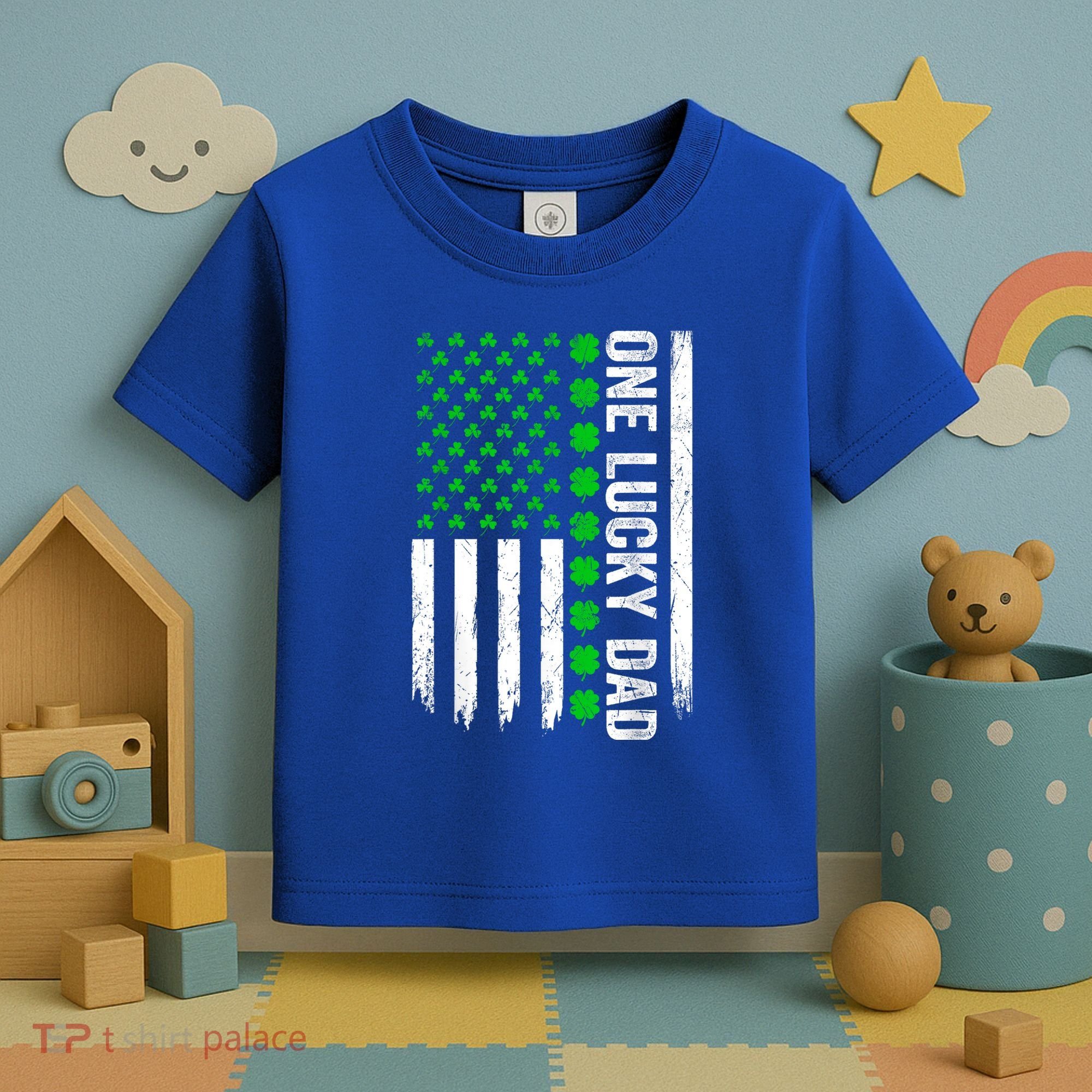 Irish American Flag One Lucky Dad Shamrock St PatrickS Day Toddler T-Shirt