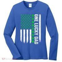 Irish American Flag One Lucky Dad Shamrock St PatrickS Day Women's Long Sleeve Shirt thumb 0