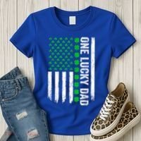 Irish American Flag One Lucky Dad Shamrock St PatrickS Day Women's T-Shirt thumb 3
