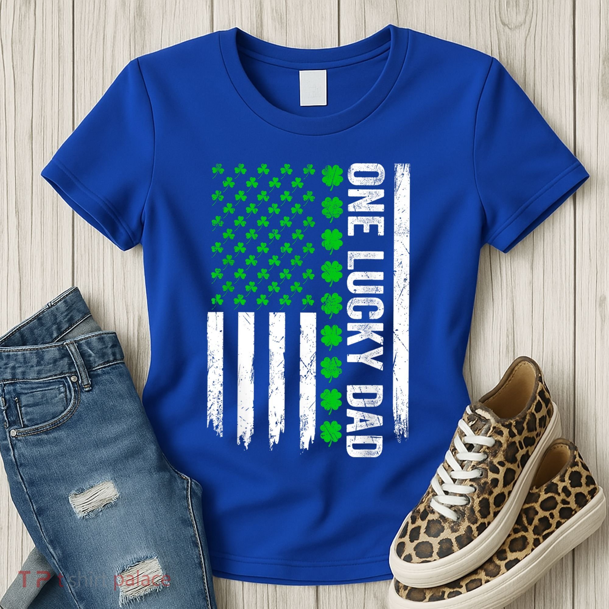Irish American Flag One Lucky Dad Shamrock St PatrickS Day Women's T-Shirt