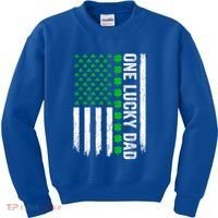 Irish American Flag One Lucky Dad Shamrock St PatrickS Day Kids Sweatshirt thumb 0