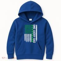 Irish American Flag One Lucky Dad Shamrock St PatrickS Day Kids Hoodie thumb 0