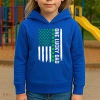 Irish American Flag One Lucky Dad Shamrock St PatrickS Day Kids Hoodie thumb 3