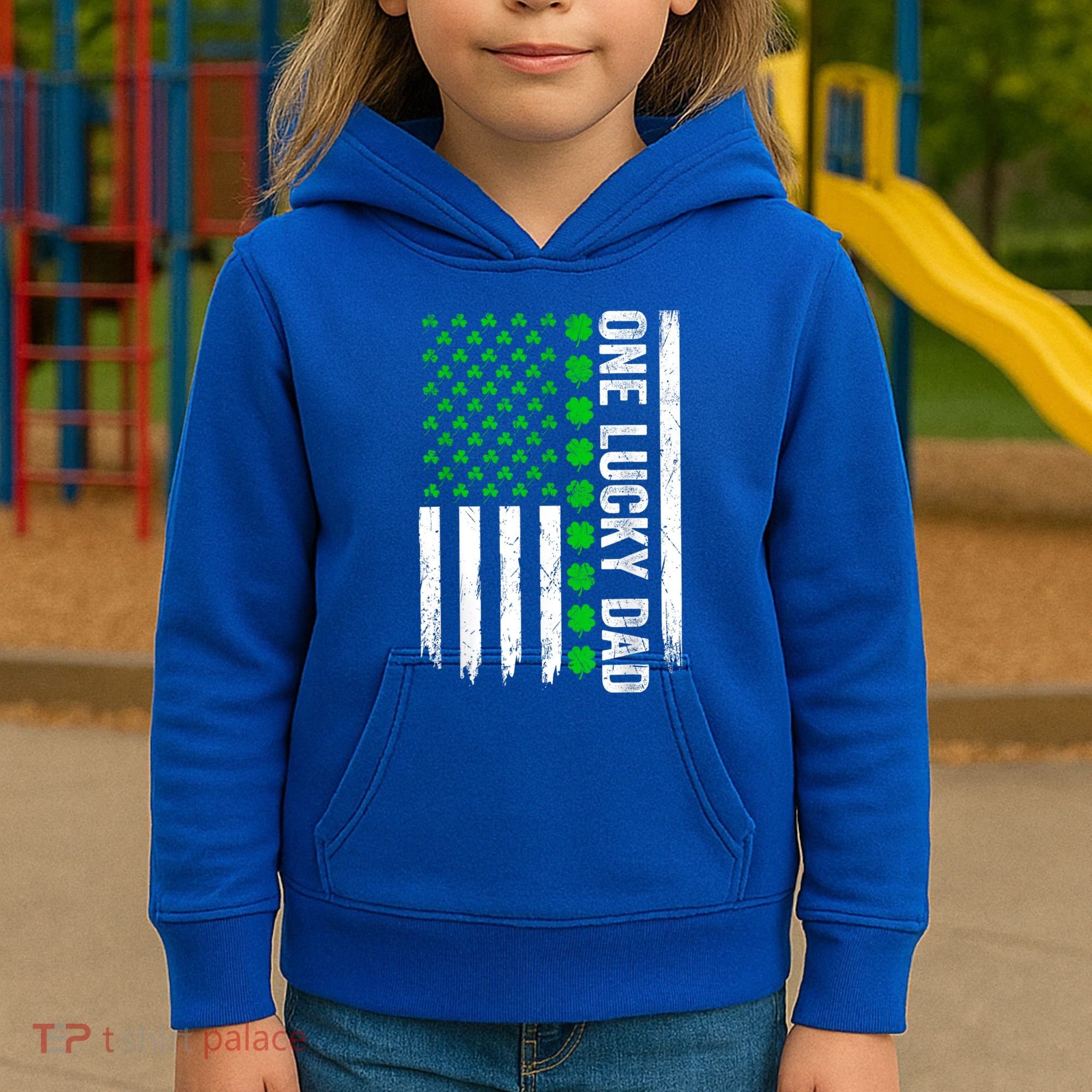 Irish American Flag One Lucky Dad Shamrock St PatrickS Day Kids Hoodie