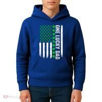 Irish American Flag One Lucky Dad Shamrock St PatrickS Day Kids Hoodie thumb 4