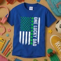 Irish American Flag One Lucky Dad Shamrock St PatrickS Day Kids T-Shirt thumb 3