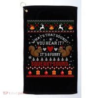 ItS A Funny Squeaky Sound Christmas Squirrel Ugly Funny Gift Golf Towel thumb 0
