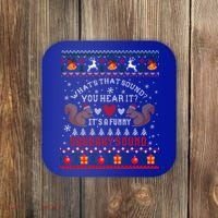 ItS A Funny Squeaky Sound Christmas Squirrel Ugly Funny Gift Coaster thumb 0