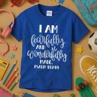 I Am Fearfully And Wonderfully Made Psalm 139:14 Christian Meaningful Gift Kids T-Shirt thumb 3