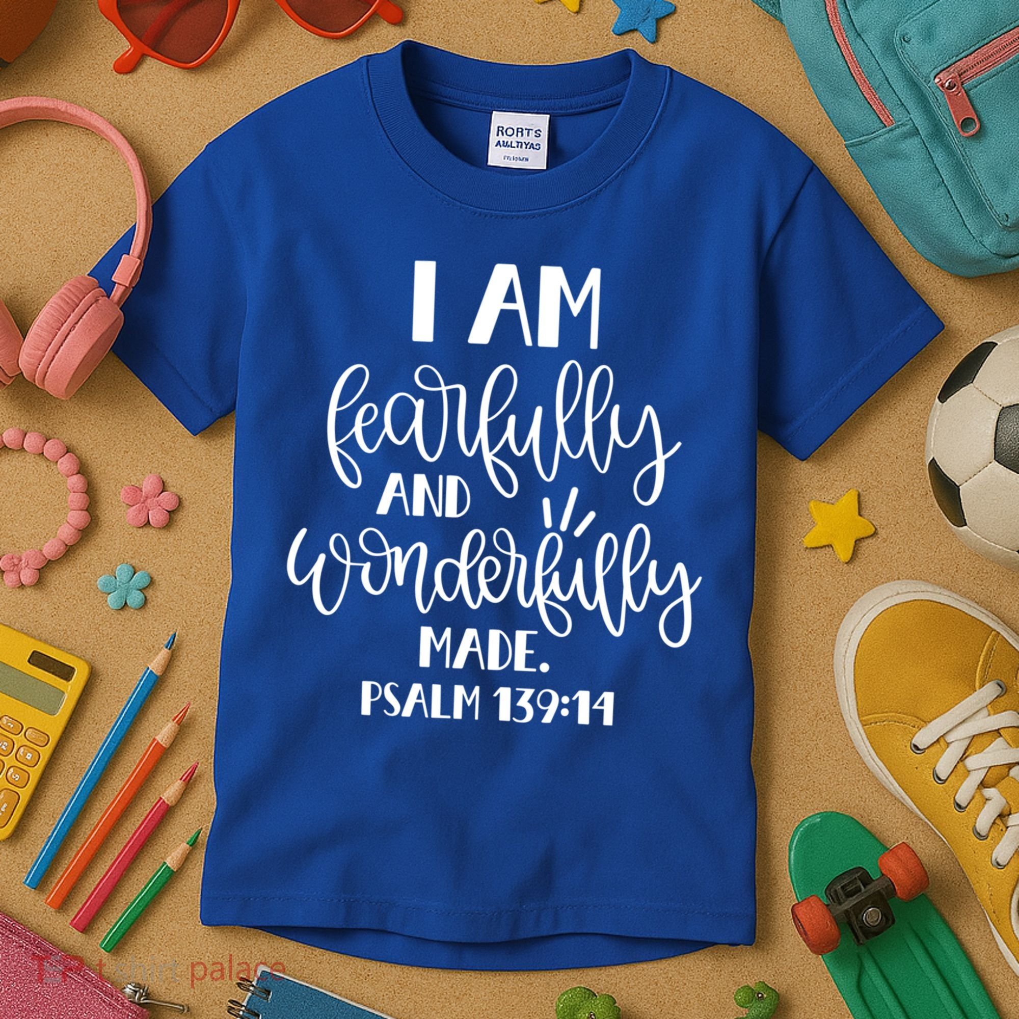 I Am Fearfully And Wonderfully Made Psalm 139:14 Christian Meaningful Gift Kids T-Shirt