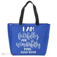 I Am Fearfully And Wonderfully Made Psalm 139:14 Christian Meaningful Gift Tote Bag thumb 0