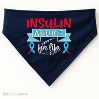 Insulin Addict For Life Diabetes Awareness USA-Made Doggie Bandana thumb 0