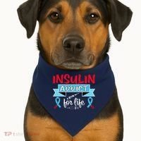 Insulin Addict For Life Diabetes Awareness USA-Made Doggie Bandana thumb 1