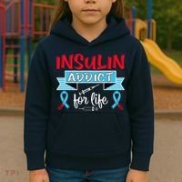 Insulin Addict For Life Diabetes Awareness Kids Hoodie thumb 3
