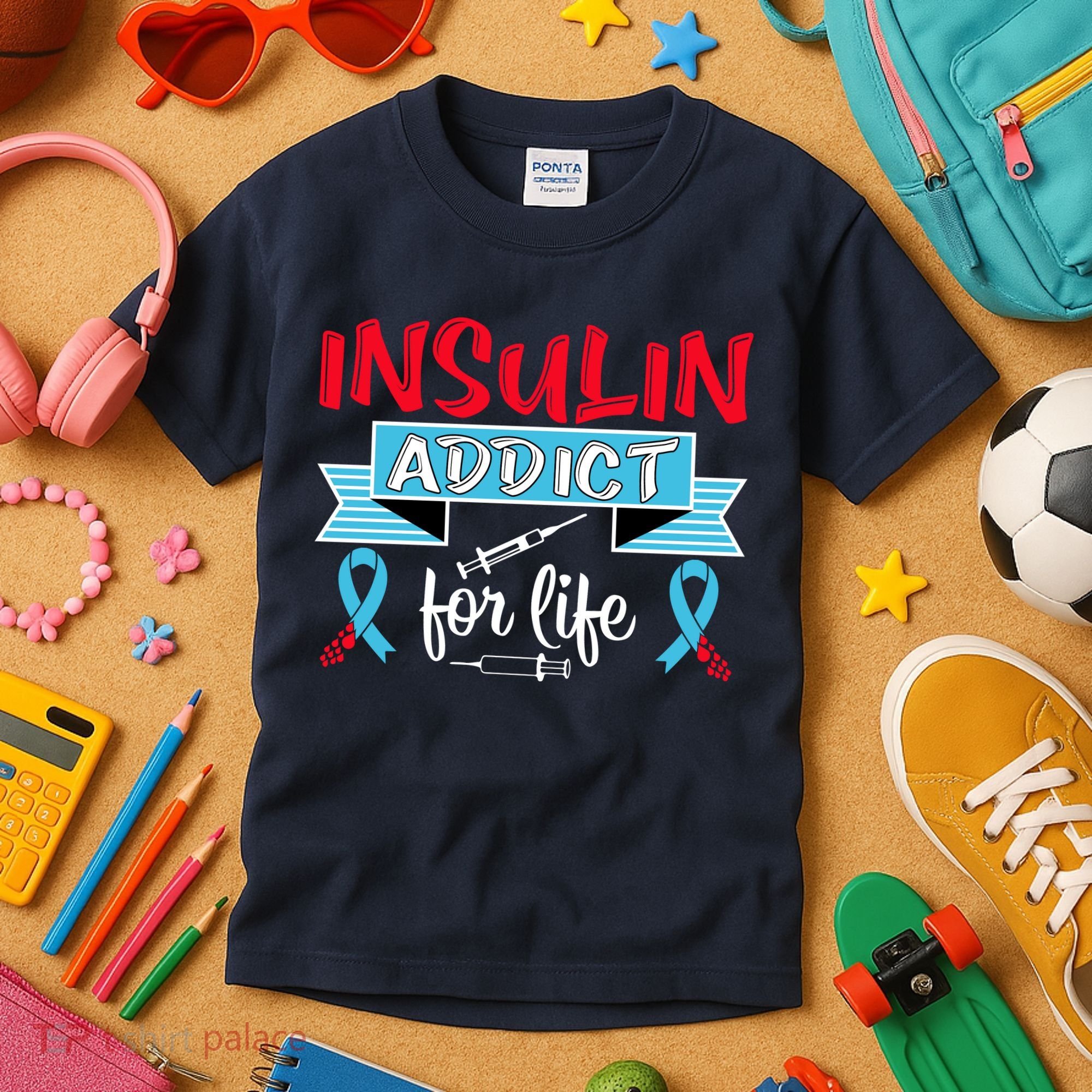 Insulin Addict For Life Diabetes Awareness Kids T-Shirt
