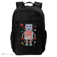 I Am Five Robot Funny Robotics 5 Year Old Birthday Party Backpack thumb 0
