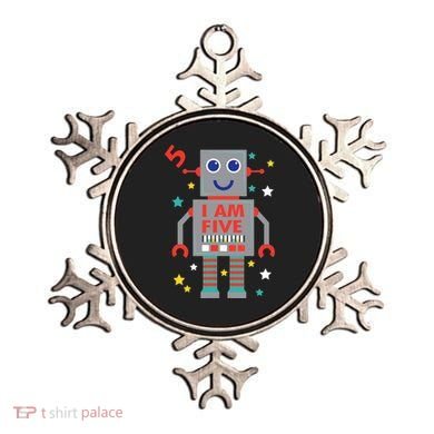 I Am Five Robot Funny Robotics 5 Year Old Birthday Party Ornament