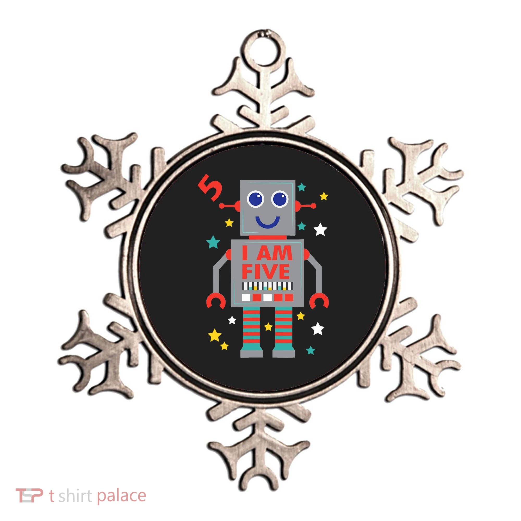 I Am Five Robot Funny Robotics 5 Year Old Birthday Party Ornament