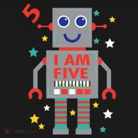 I Am Five Robot Funny Robotics 5 Year Old Birthday Party Ornament thumb 1